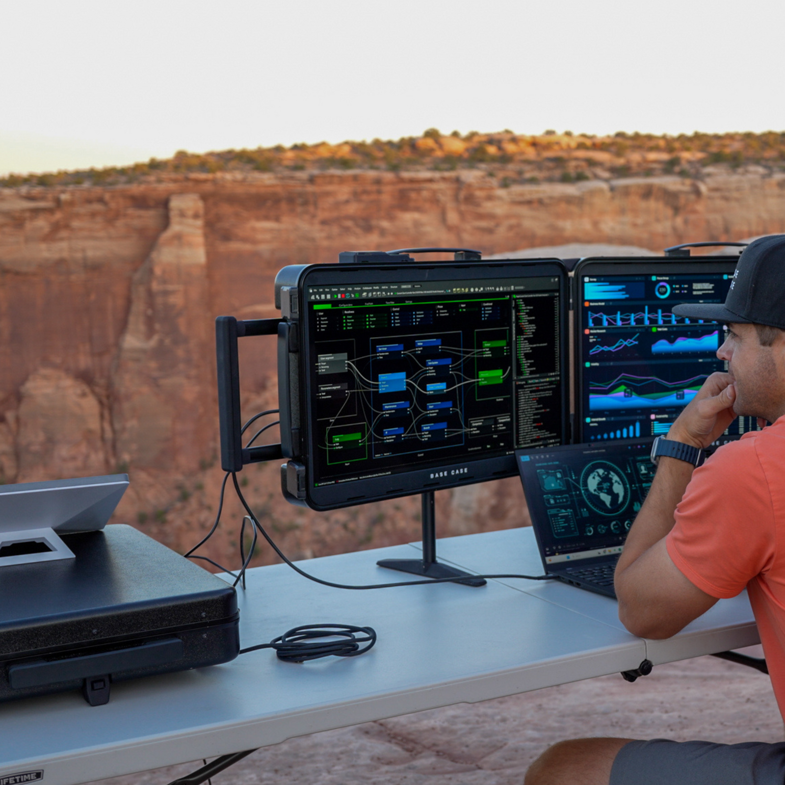 Base Case running mission dashboards at a remote field position
