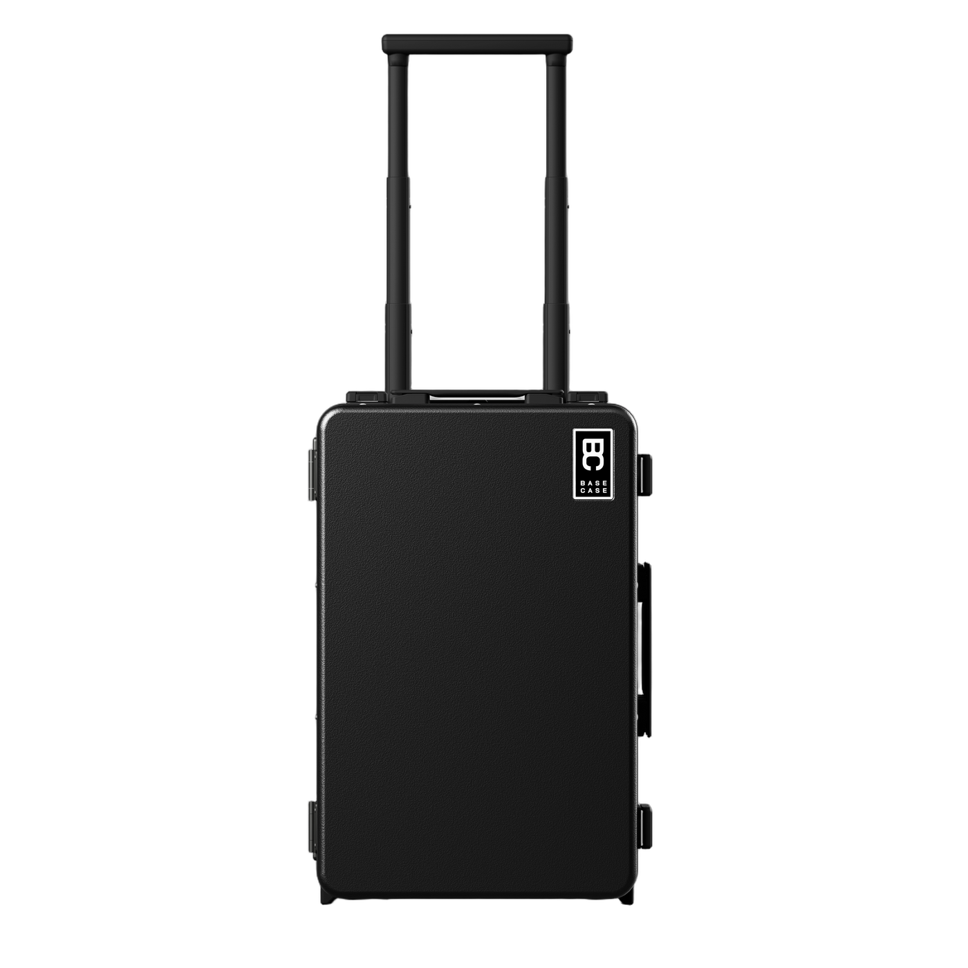 Base Case closed with the trolley handle extended — carry-on sized hard-shell case