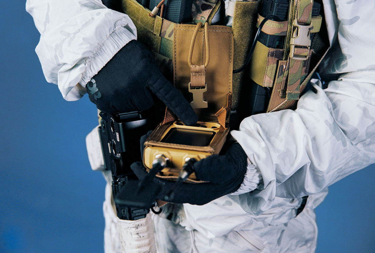 Operator using MOTH in its chest-mounted pouch