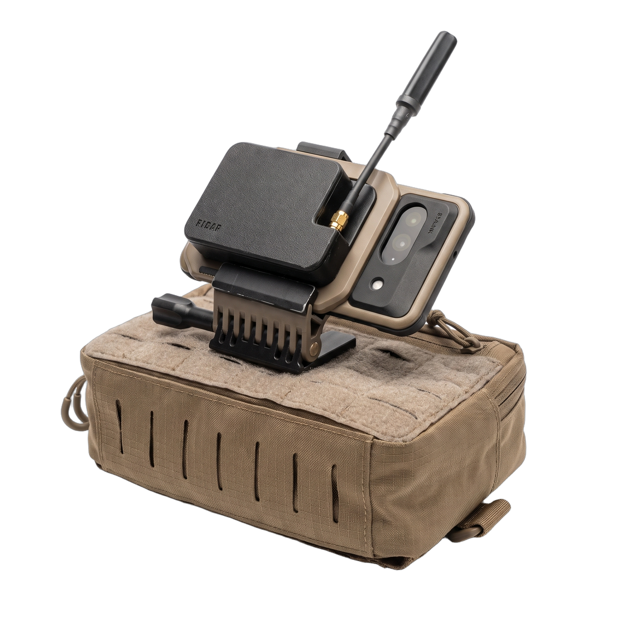 RIDAR-FM and mounted EUD on tan pouch